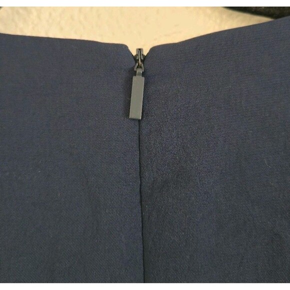 Tibi Twill V-Neck Draped Dress Navy Blue Wrap Asymmetrical Slit Size 8 - Picture 6 of 10